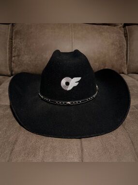Black Embroidered Cowboy Hat with Silver Accent
